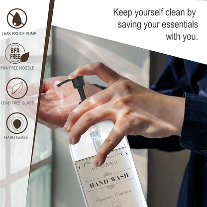 Sunrise Premium 16 OZ Thick Clear Glass Soap Dispenser with Pump 2 Pack, Hand and Dish Soap Dispenser Set for Bathroom and Kitchen with 6 Waterproof Labels - Image 2