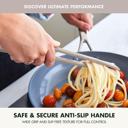 GreenPan Silicone Tong, Cooking Grilling Serving, Salad, Kitchen Utensil, Flexible Rubber Nonstick Cookware, Rigid Steel Core, Heat-Resistant, Anti-Slip Handle, BPA-Free, Dishwasher Safe, Taupe - Image 5