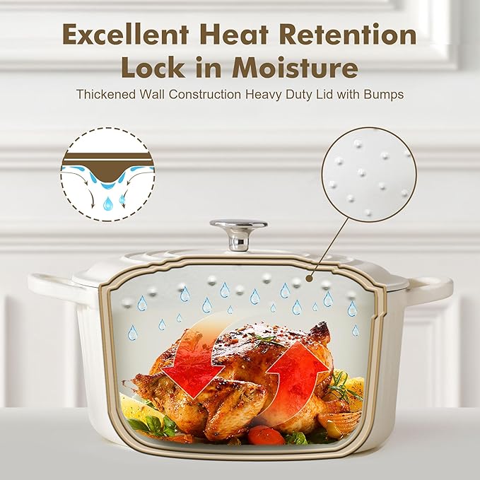 SENSARTE Enameled Cast Iron Dutch Oven Pot with Lid 3.5/5.5/6.5 Quart Heavy-Duty Round Dual Handles Kitchen Pot with Cotton Potholders & Silicone Trivet, Pot for Bread Baking, Stews, Braising, Roasting, Oven Safe, 5.5 Quart, White
