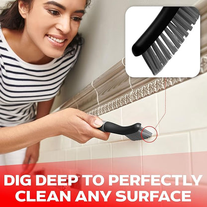 Scrub Brush Set of 6 pcs - Cleaning Shower Scrubbers with Squeegee for Shower Glass and Adhesive Wall Hooks Including Grout Cleaner Brush, Scrub Brushes for Cleaning Bathroom, Shower, Tile, Bathtub - Image 5