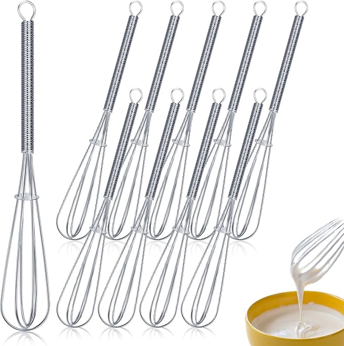Baderke 10 Pcs Mini Whisk Bulk Small Whisks for Cooking 304 Stainless Steel Tiny Whisk for Baking, Whipping, Beating Eggs, Mixing Sauces, Blending Ingredients (6 Inch) by Baderke