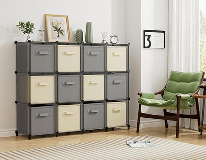 HOMIDEC Closet Organizer, 12-Cube Closet Organizers and Storage, Portable Closet Shelves, Clothing Storage (Grey)