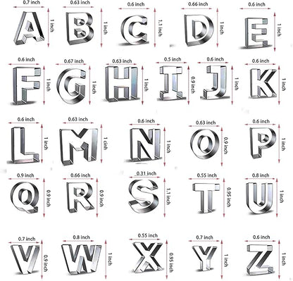 Alphabet Cookie Cutter Tool Set, 26 Pcs 1 Inch Stainless Steel Cookie Cutter Set Fondant Biscuit Fruit Dough Mold Tools for Halloween, Christmas,Birthday Party Decorations (Small-Letter)