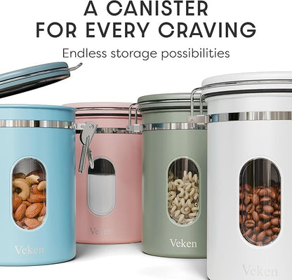 Veken Coffee Canister with Window, Airtight Stainless Steel Kitchen Food Storage Container with Lids, Date Tracker and Scoop for Grounds Coffee, Beans, Tea, Flour, Cereal, Sugar Jars, 22OZ, Green - Image 8