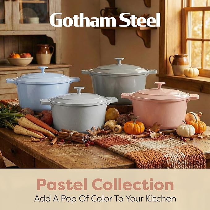 Gotham Steel 5 Qt Lightweight Ceramic Dutch Oven Pot with Lid, Nonstick Sourdough Dutch Oven for Bread Baking, 10 in 1 Stock Pot Ovens for Pasta, Spaghetti, Bread and More, Pots for Cooking - Image 8