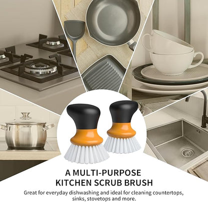 MR.SIGA Dish Scrub Brush, Palm Brush Dish Scrubber with Ergonomic Grip, Kitchen Brushes for Dishes, Orange, Pack of 2 - Image 4