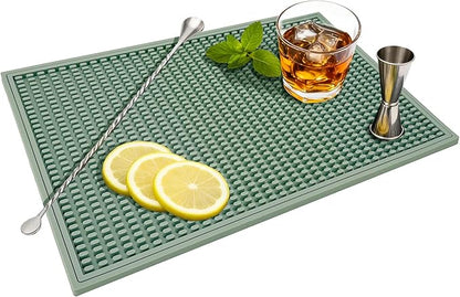 ZJWZLG Bar Mat - Premium 18"X12" Rubber Bar Mats for Countertop, Non-slip Dish Drying Pad & Bartender Mat with for Fast Drying, Ideal Bar Tools for Home Bar, Cocktail Set, And Kitchen Use(Green)