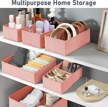 DIMJ Drawer Organizer Clothes 15 Pack - Foldable Dresser Organizer for Nursery, Bedroom, Closet - Pink Dividers for Baby Clothes, Underwear, Clothing, Sock, Belt, Tie - Image 4