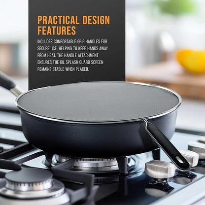 U.S. Kitchen Supply 3-Piece Stainless Steel Splatter Guard Set 13" Fine Mesh Cover, Grease & Oil, Splatter Screen for Frying Pan, Cooking Pots, with Comfort Grip Handles - Image 4