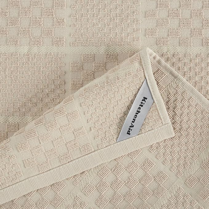 KITCHENAID Quilted Cotton Terry Cloth Oven Mitt, Pot Holder, Kitchen Towel 4-Pack Set, Heat Resistant, Silicone Grip, 16"x26", 7"x13" & 7"x10", Milkshake - Image 8