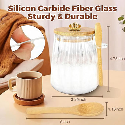 2 Pack Sugar Jar with Lid and Spoon,24oz Large Glass Spice Jars for Coffee Bar Decor Accessories Food Storage Containers Home Essentials - Image 3