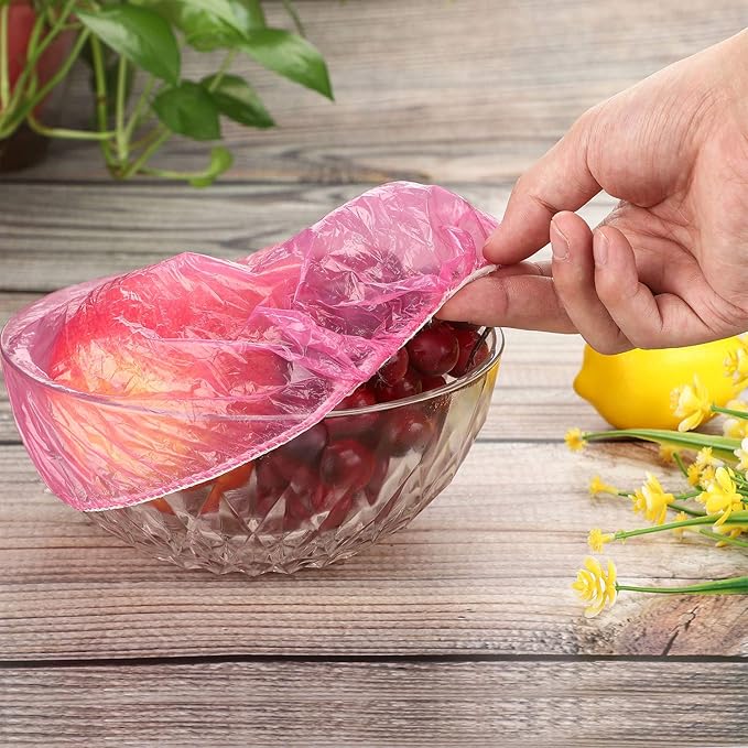 Boao 100 Pcs Reusable Bowl Covers 4 Size Plastic Color Elastic Wrap for Food Storage Fresh Keeping Food Bowl Cover Lid for Dish Plate Cup Bread Proofing for Family Outdoor Picnic Sourdough Baking - Image 5