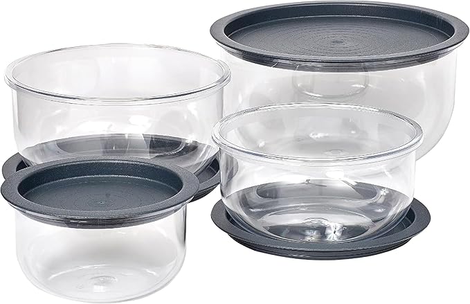 Buddeez Tritan™ Bowl Set 8 Piece - Crystal Clear Nesting Storage Bowls for Kitchen - BPA Free Mixing Bowls with Lids by Buddeez
