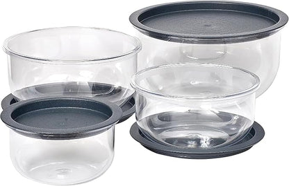 Buddeez Tritan™ Bowl Set 8 Piece - Crystal Clear Nesting Storage Bowls for Kitchen - BPA Free Mixing Bowls with Lids by Buddeez