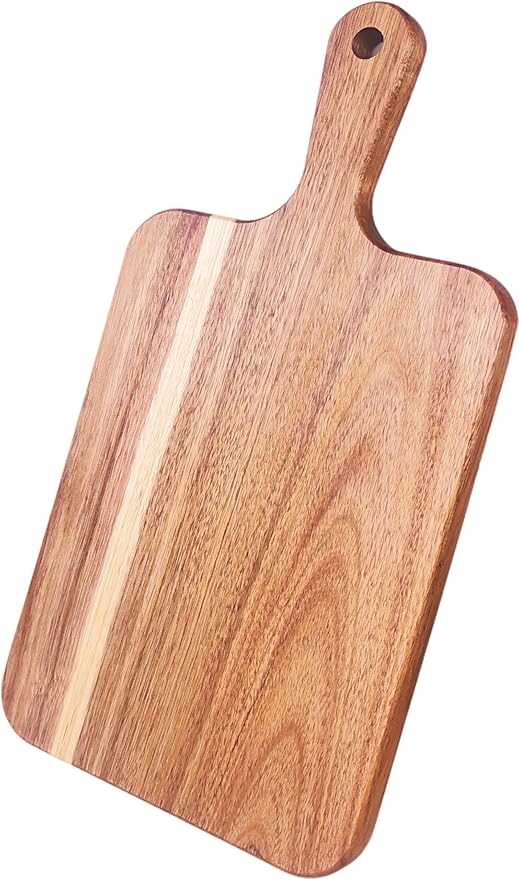 ZeQi Acacia Wood Cutting Board with Handle 13.7''X7'' / Charcuterie Board/Serving Board/Cheese, Bread, Vegetables & Fruits Serving Board (Rectangular) - Image 3