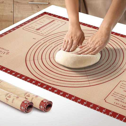 Zulay Kitchen Silicone Baking Mat Sheet - Reusable Silicone Baking Sheet - Easy & Convenient Nonstick Baking Supplies - Mats for Baking - Oven Safe - Extra thick 0.7mm, 26"x16" (Light Red)