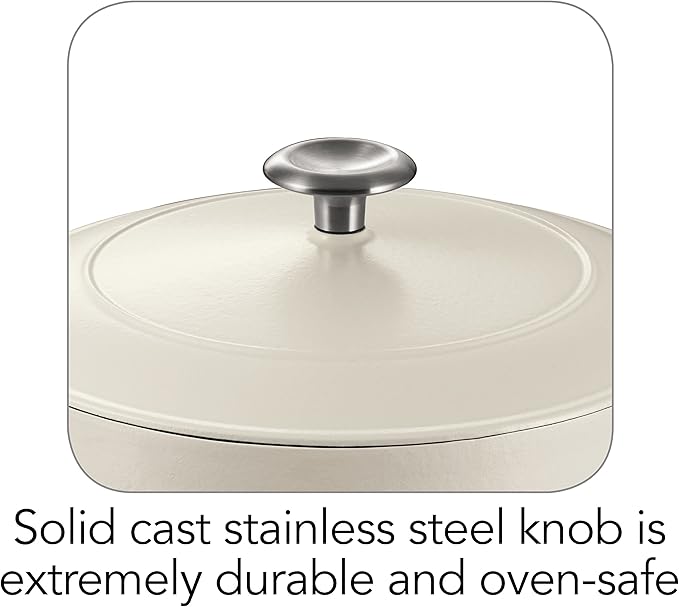 Tramontina Bestow Enameled Cast Iron Dutch Oven Pot with Lid, Round 5.5-quart, Matte White - Image 7