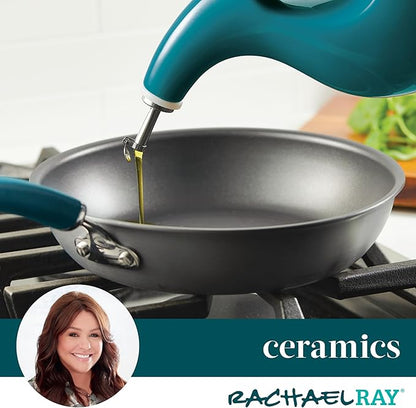 Rachael Ray Ceramics EVOO Oil and Vinegar Dispensing Bottle, 24 Ounce, Turquoise - Image 12
