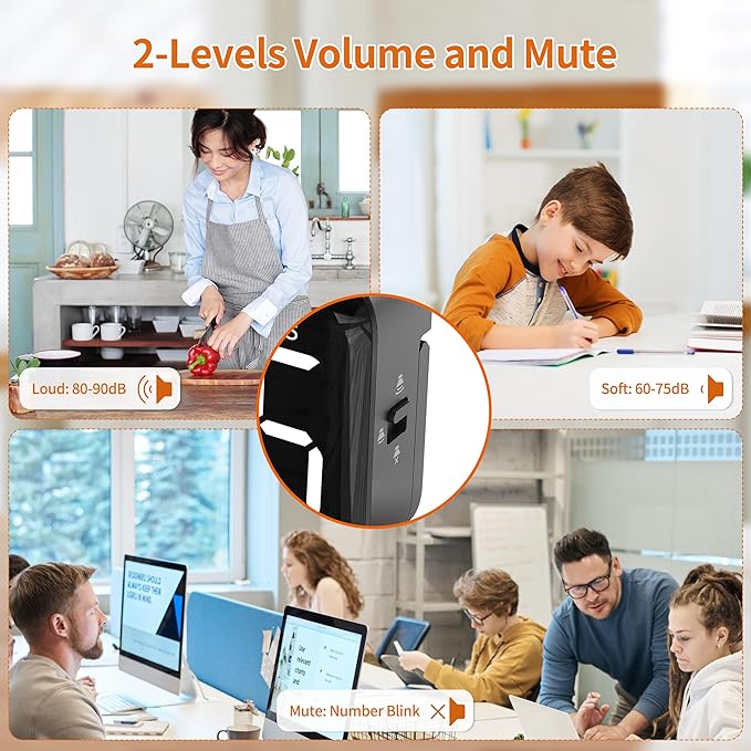 VOCOO Magnetic Kitchen Timer for Cooking with Count Up Countdown, Digital Timer Battery Powered with Large Display, 2 Brightness and Volume Levels for Classroom, Teacher, Kids (Dark Black) - Image 4