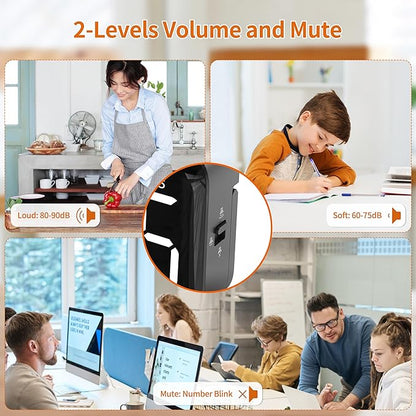 VOCOO Magnetic Kitchen Timer for Cooking with Count Up Countdown, Digital Timer Battery Powered with Large Display, 2 Brightness and Volume Levels for Classroom, Teacher, Kids (Dark Black) - Image 4