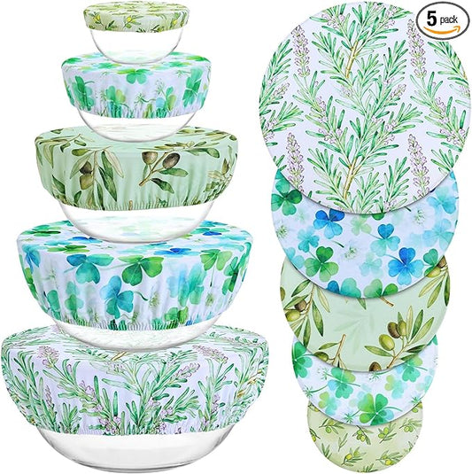 5 Pieces Bowl Covers Reusable, 5 Size Elastic Cloth Bowl Covers for Bread Proofing Stretch Food Covers Washable for Food Fruits Leftover (Lavender) by Revahope