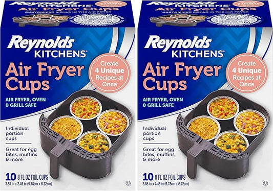 Reynolds Kitchens Air Fryer Cups, Easily Cook Individual Air Fryer Food and Non-Traditional Foods, Great for Meal Prepping and Picky Eaters, Oven-Safe and Grill-Safe, 20 Pack, 8 fl oz. by ReynoldsConsumerProducts