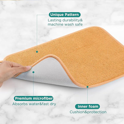 GeeRic Microfiber Dish Drying Mat, Super Absorbent Kitchen Dish Drying Pad for Mother's Day, Reversible Gift Mats for Countertop, 12*16 inch Yellow-Orange - Image 3