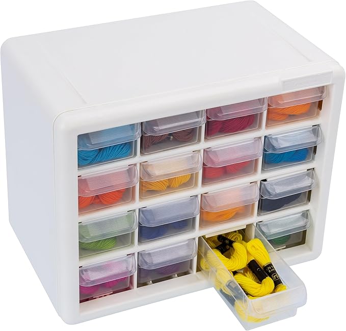 Akro-Mils 16-Drawer Plastic Drawer Storage Cabinet for Garage Organization, Beads, Makeup Organizer, Building Bricks Storage, Teacher Toolbox, 10-1/2" W x 6-1/2" D x 8-1/2" H, 10116 White - Image 7