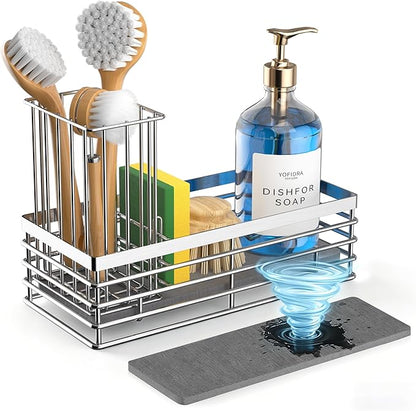 Yofidra Sink Caddy With Stone Drying Tray, Silver, M by Yofidra
