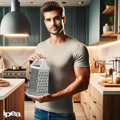 IPEA Stainless Steel 6-Sided Cheese Grater – 23 cm – Vertical Grater Six Blades with Ergonomic Handle for Grating Cheese, Vegetables, Lemon, Fruits Chocolate – Hexagonal Multi-Purpose - Image 3