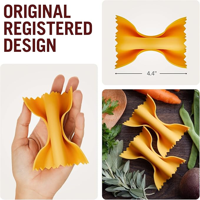Farfalloni-Shaped Pot Holders, Pack of 3, Pot Holders for Kitchen Cookware, Silicone Oven Grips| from a Collection of Different Pasta-Shaped Unique Kitchen Gadgets, by Monkey Business