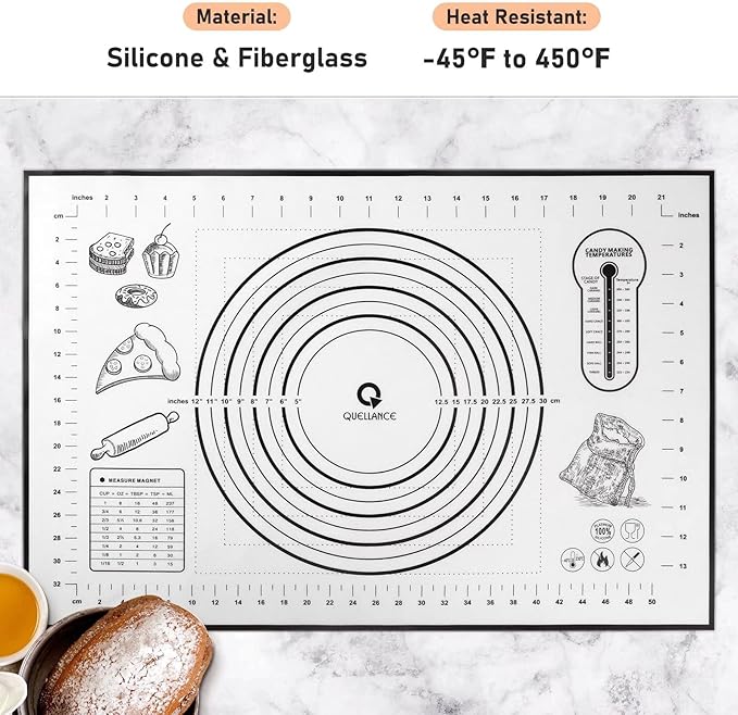 Silicone Baking Mat Extra Large, Pastry Mat with Measurement, Kitchen Counter Mat for Pie Crust, Pizza and Cookies - BPA Free Oven Liner/Kneading Matts,16" x 24", Black - Image 2