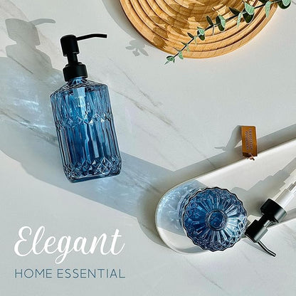 JASAI 18Oz Blue Soap Dispenser with Black Rust Proof Pump, Refillable Bathroom soap Dispenser with Thick Glass, Kitchen Soap Dispenser for Hand soap & Dish Soap.(Blue) - Image 5