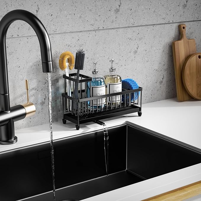 Moforoco Extra Large Sponge Holder for Kitchen Sink Organizer Caddy, Dish Brush Scrubber Holder,Stainless Steel Sink Box Utensil Holder,Soap Dispenser Set Tray Counter Accessories & Storage Rack - Image 7