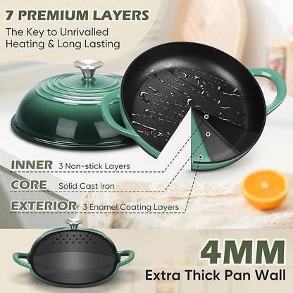 Bread Dutch Oven for Sourdough Baking (5.5 QT), Joyfair Enameled Cast Iron Dutch Oven Pot with Lid, Sourdough Bread Pan with Dual Handles, Non-Stick & Even Heat, Oven-safe up to 500°F, Olive Green - Image 2