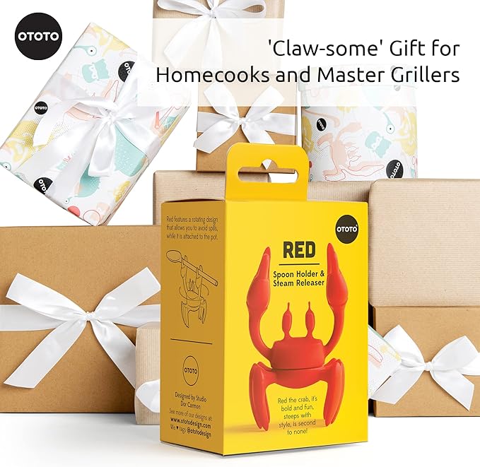 OTOTO Red The Crab Silicone Utensil Rest - Kitchen Gifts, Silicone Spoon Rest - Heat-Resistant Kitchen - Steam Releaser, Chopstick Rests & Holders - Image 6