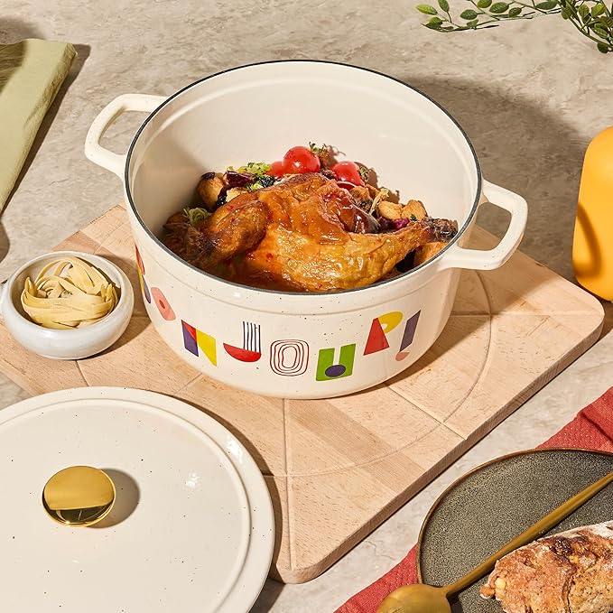 CAROTE 5QT Cast Iron Dutch Oven Pot with Lid - Image 3