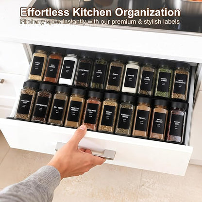 48Pcs Spice Jars Containers with Labels，4oz Black Seasoning Bottles with Shaker Lids for Rack, Cabinet, Drawer,Empty Square Condiment Pots (48, Black) - Image 3