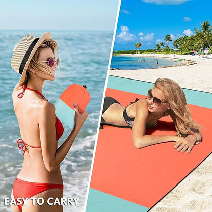 HIHOHO Beach Blanket Waterproof Sandproof Extra Large Beach Mat 79" X 83"/120"x108"for 1-8 Adults Quick Drying Durable Outdoor Picnic Mat for Beach Travel Camping Hiking