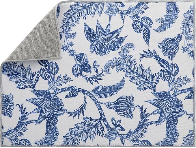 Dish Drying Mat Floral Print Microfiber kitchen drying mat, 20x15 inches, Dish Drying Mats for Kitchen Counter, Super Absorbent, Anti-Slip, Fast Drying, Kitchen Must-Have by FullBeDare
