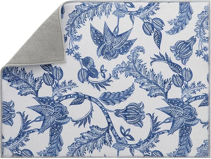 Dish Drying Mat Floral Print Microfiber kitchen drying mat, 20x15 inches, Dish Drying Mats for Kitchen Counter, Super Absorbent, Anti-Slip, Fast Drying, Kitchen Must-Have by FullBeDare