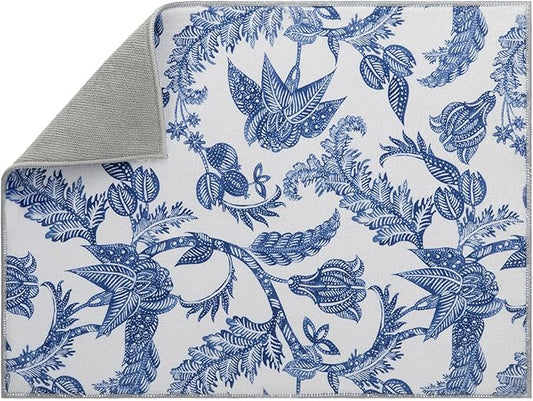 Dish Drying Mat Floral Print Microfiber kitchen drying mat, 20x15 inches, Dish Drying Mats for Kitchen Counter, Super Absorbent, Anti-Slip, Fast Drying, Kitchen Must-Have by FullBeDare