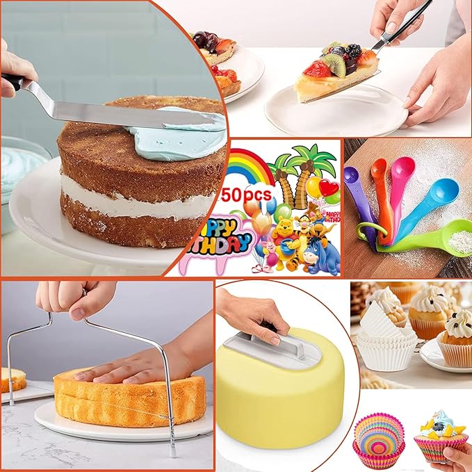 540PCS Cake Decorating Kit - Baking Supplies with 4 Springform Pans, Rotating Turntable, Decorating Tools, Cake Baking Supplies Set for Beginners - Image 7
