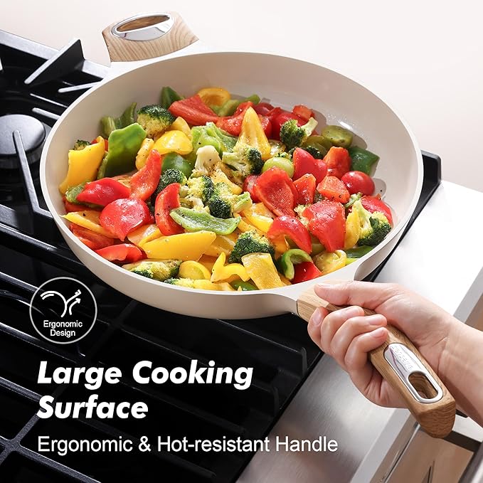 SENSARTE Ceramic Nonstick Frying Pan Skillet with Lid 12.5Inch Large Non Stick Non-toxic Healthy Kitchen Cooking Chef's Pan, Free of Intentionally Added PFOA/PFAS/PTFE, Induction Compatible - Image 6