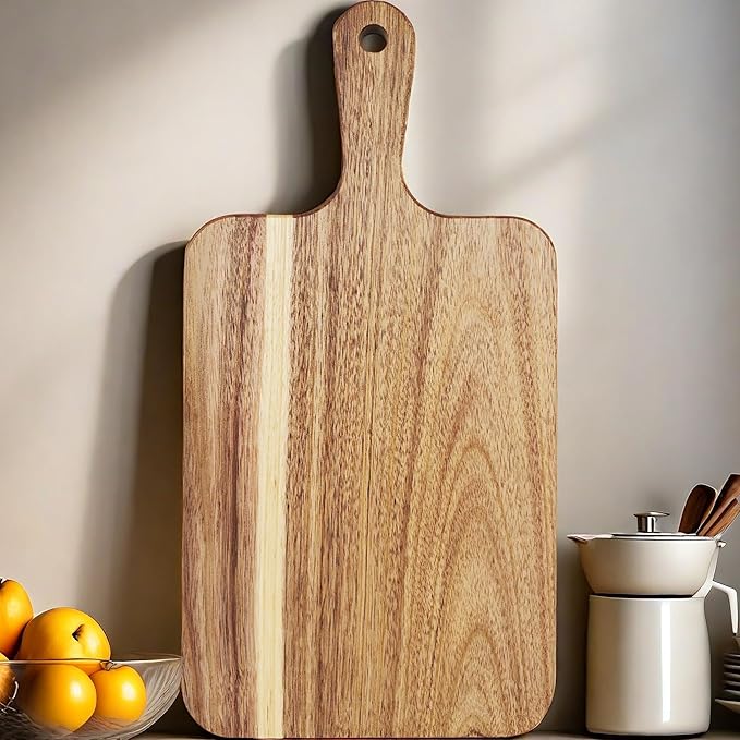 ZeQi 2PCS Small Acacia Wood Cutting Board with Handle 13.7''X7'', Chopping Board, Charcuterie Board, Serving Board for Cheese, Bread, Meat, Vegetables & Fruits (2 Pack Rectangular) - Image 9