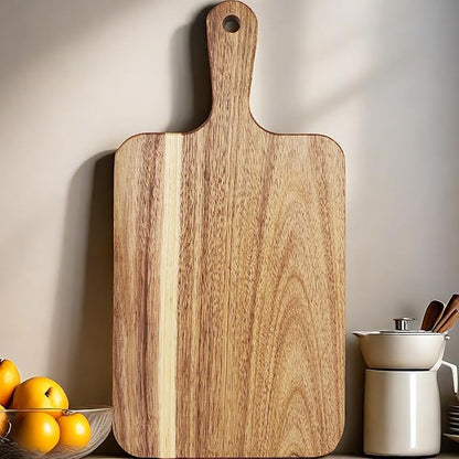 ZeQi 2PCS Small Acacia Wood Cutting Board with Handle 13.7''X7'', Chopping Board, Charcuterie Board, Serving Board for Cheese, Bread, Meat, Vegetables & Fruits (2 Pack Rectangular) - Image 9