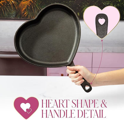 Paris Hilton Pre-Seasoned Cast Iron Heart Skillet Pan, Heavy-Duty Frying Pan for Cooking, Baking & Searing, Oven Safe, Stovetop Compatible, 10-Inch - Image 4