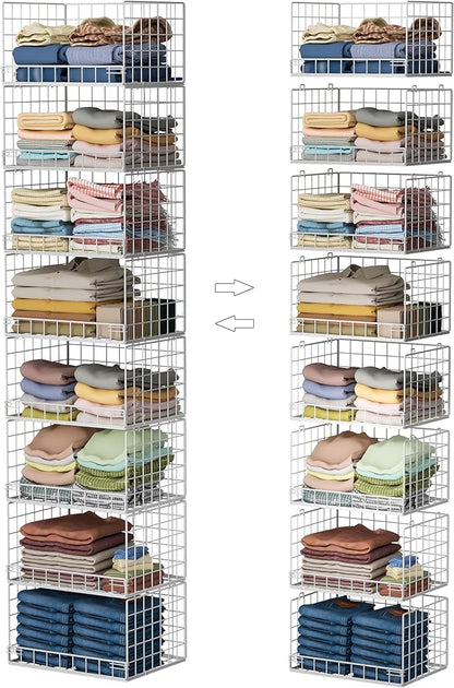 Yociyoga 8-Tier Stackable Closet Organizers and Storage Shelves, Foldable Closet Shelf Organizer, Stackable Storage Bins Drawers for Closet Organizer System, White(Patent No. 30022416) by FollowWithYociyogaTogether