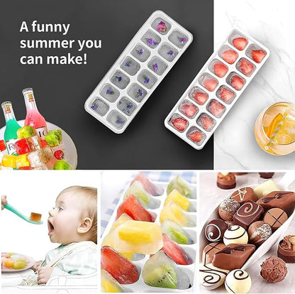 Ice Cube Trays 4 Pack, Airabc Silicone Ice Cube Trays with Removable Lid, Easy-Release Flexible 14-cube Ice Trays, LFGB Certified and BPA Free, Stackable Ice Trays with Covers for Cocktail, Freezer - Image 2