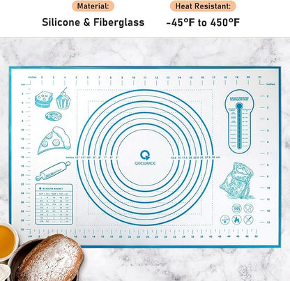 Silicone Pastry Mat with Measurement, Baking Mat for Fondant, Rolling Dough, Pie Crust, Pizza and Cookies, Fondant Mat,16" x 24", Blue - Image 2